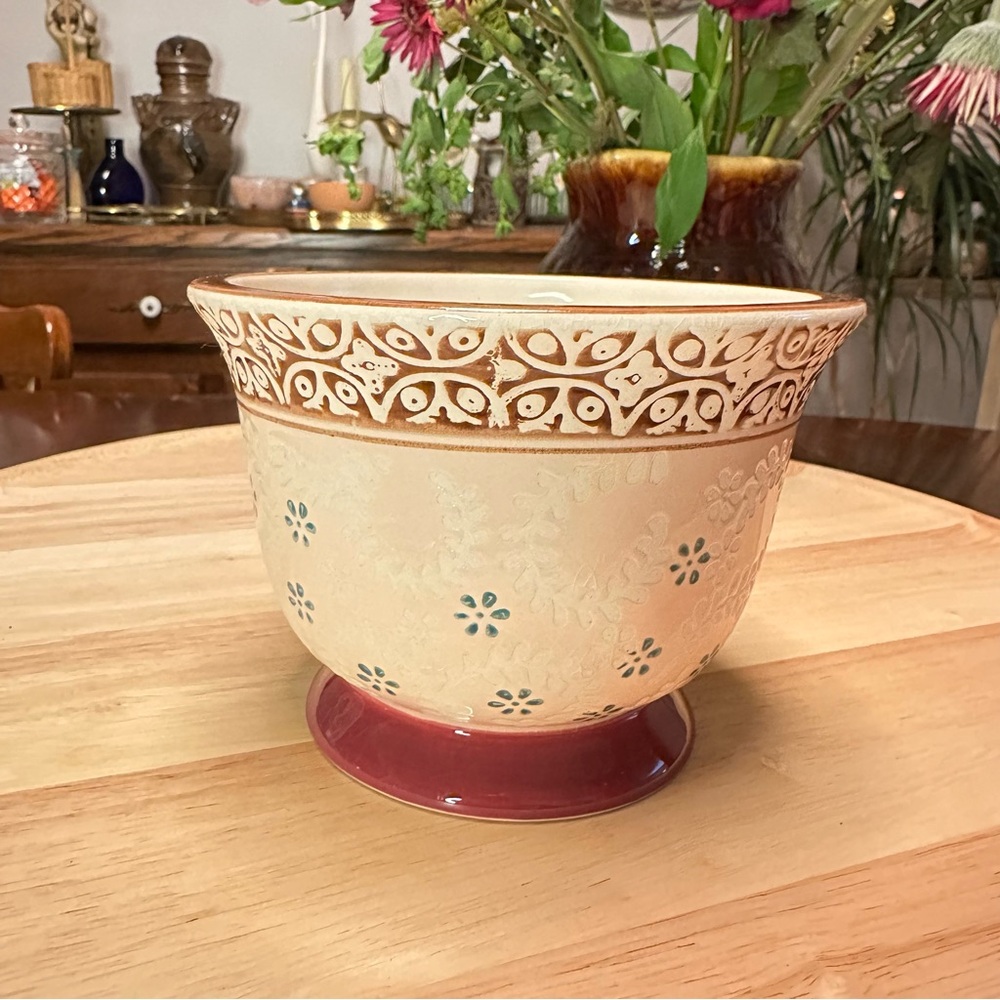 Upcycled Anthropologie Terraza Candle Bowl - Light Pink Floral Design